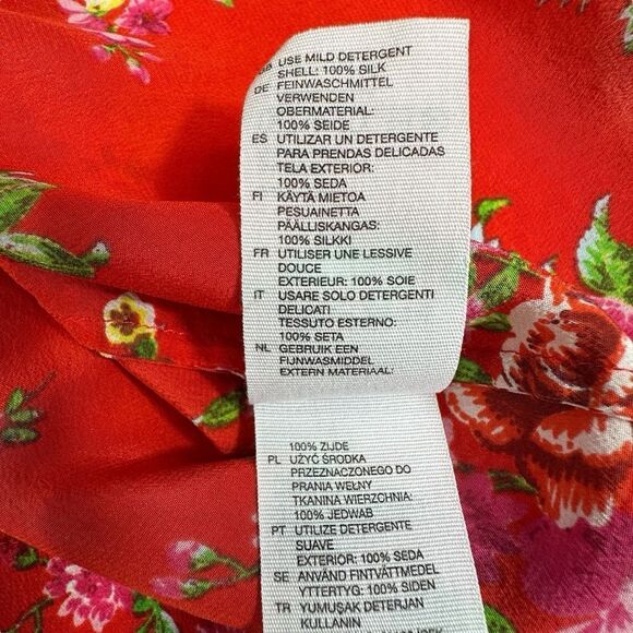 & Other Stories Red Floral Button Down Silk Blouse, Size 2 - Picture 6 of 8